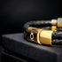 Lederarmband Herren Gold Echtleder Edelstahl Magnetverschluss uniqal